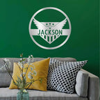 Patriotic Eagle Monogram Personalized Indoor Outdoor Steel Wall Sign Art