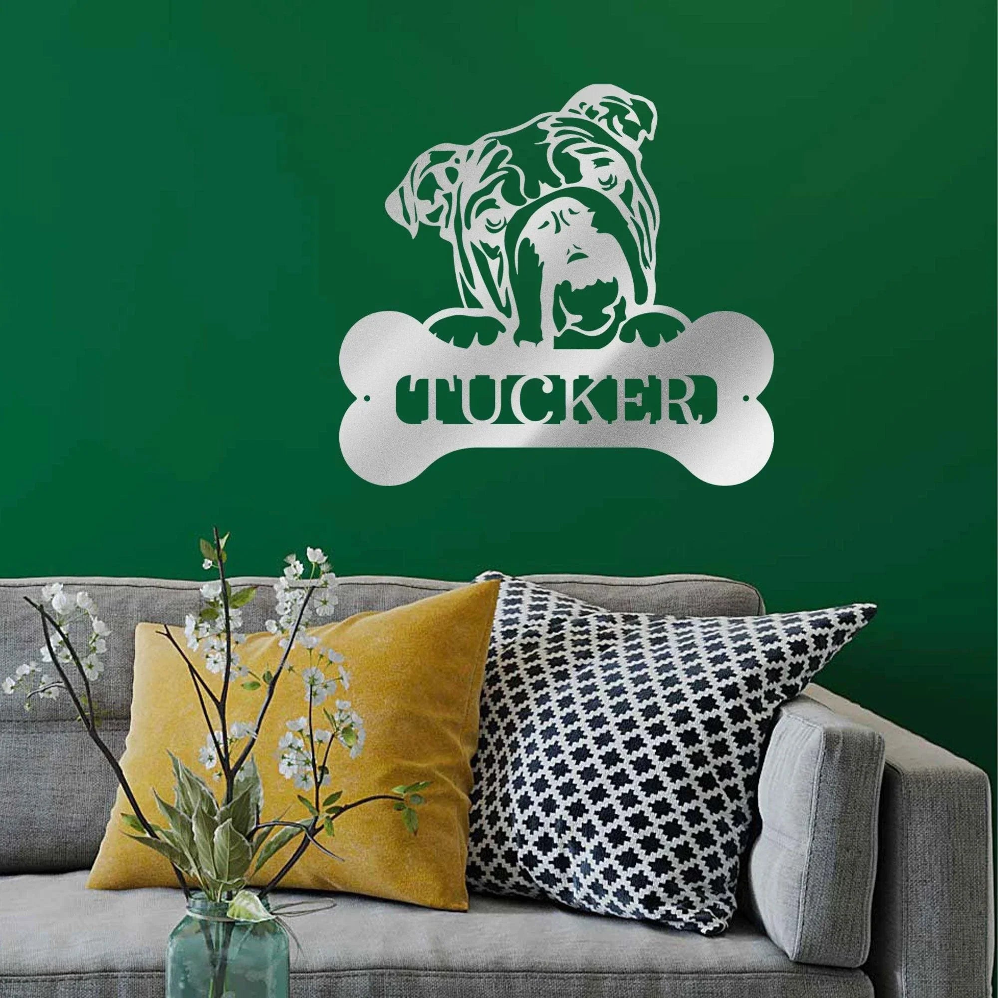 Bulldog Custom Name Metal Art Wall Sign