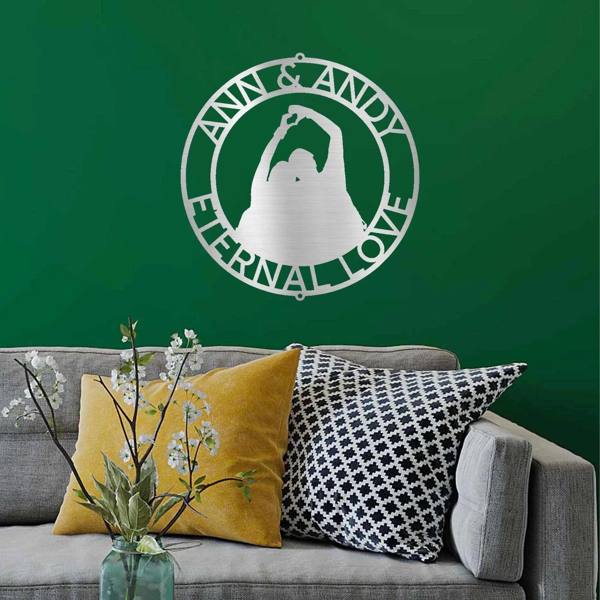 Couple Silhouette Custom Name Steel Wall Sign