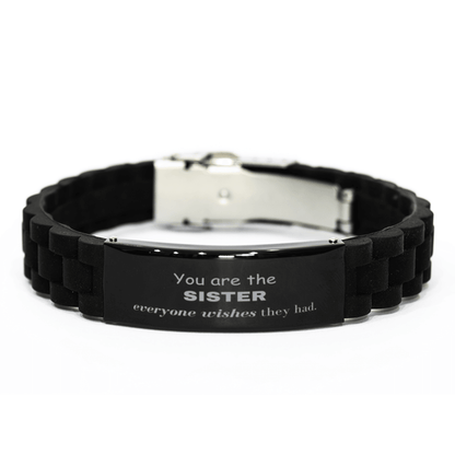 Sister Black Glidelock Clasp Bracelet, Everyone wishes they had, Inspirational Bracelet For Sister, Sister Gifts, Birthday Christmas Unique Gifts For Sister - Mallard Moon Gift Shop