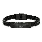 Sister Braided Leather Engraved Bracelet - Always Follow your Dreams - Birthday, Christmas Holiday Jewelry Gift