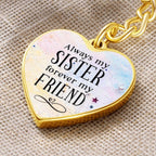 Always My Sister Forever My Friend Engraved Heart Keychain – Sentimental Sister Gift, Stainless Steel Keepsake for Birthdays & Holidays