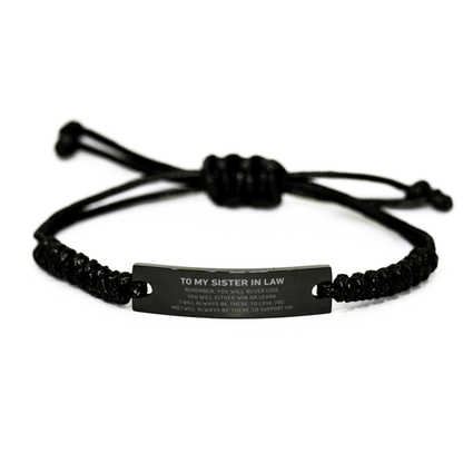 Sister In Law Gifts, To My Sister In Law Remember, you will never lose. You will either WIN or LEARN, Keepsake Black Rope Bracelet For Sister In Law Engraved, Birthday Christmas Gifts Ideas For Sister In Law X-mas Gifts - Mallard Moon Gift Shop