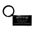 Sister In Law Long Distance Relationship Gifts, No matter the miles that separate us, Cute Love Keychain For Sister In Law, Birthday Christmas Unique Gifts For Sister In Law