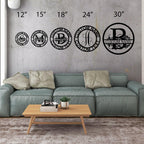 Personalized Elaborate Split Letter Name Initial Indoor Outdoor Steel Wall Sign Metal Art