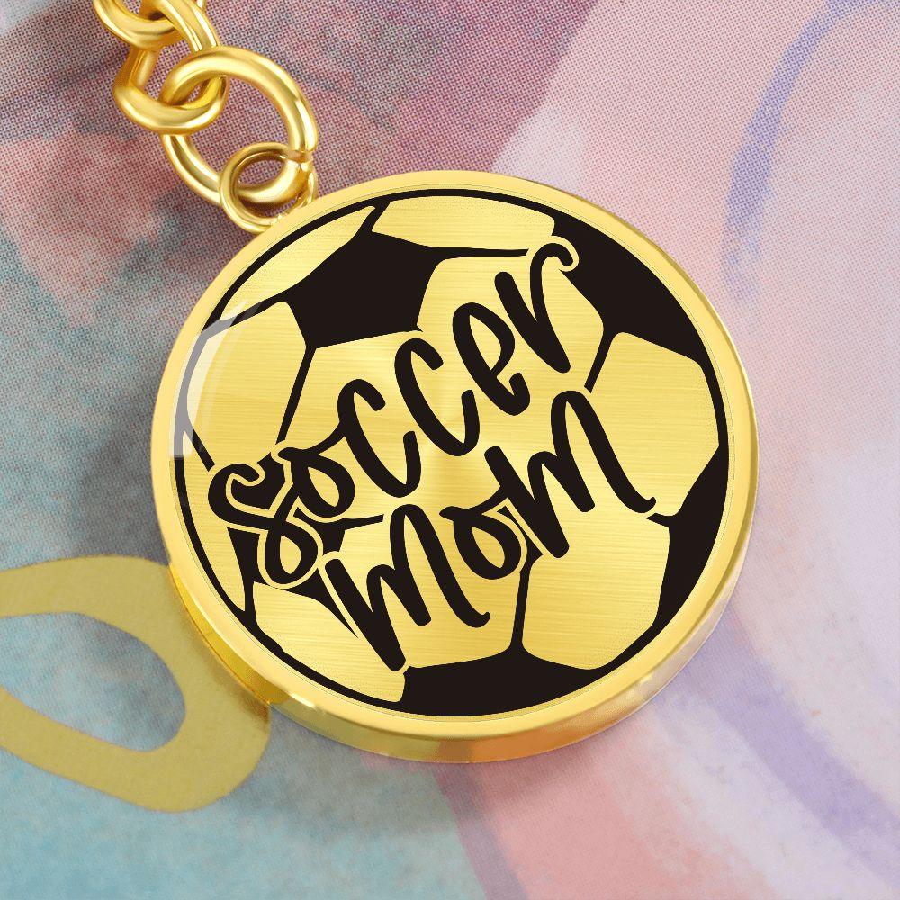 Soccer Mom Circle Engraved Keychain - Mallard Moon Gift Shop