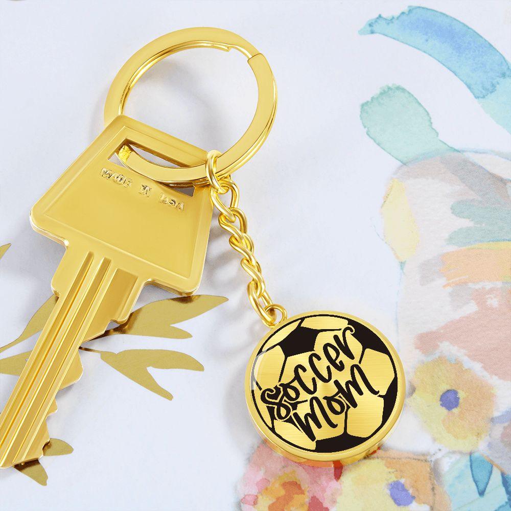 Soccer Mom Circle Engraved Keychain - Mallard Moon Gift Shop