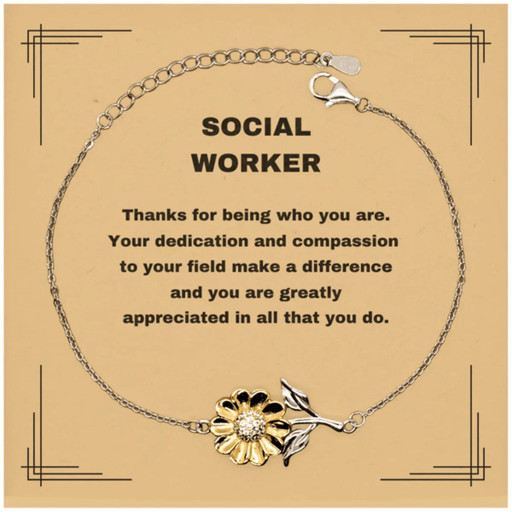 Social WorkerSunflower Bracelet - Thanks for being who you are - Birthday Christmas Jewelry Gifts Coworkers Colleague Boss