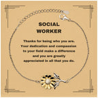 Social WorkerSunflower Bracelet - Thanks for being who you are - Birthday Christmas Jewelry Gifts Coworkers Colleague Boss