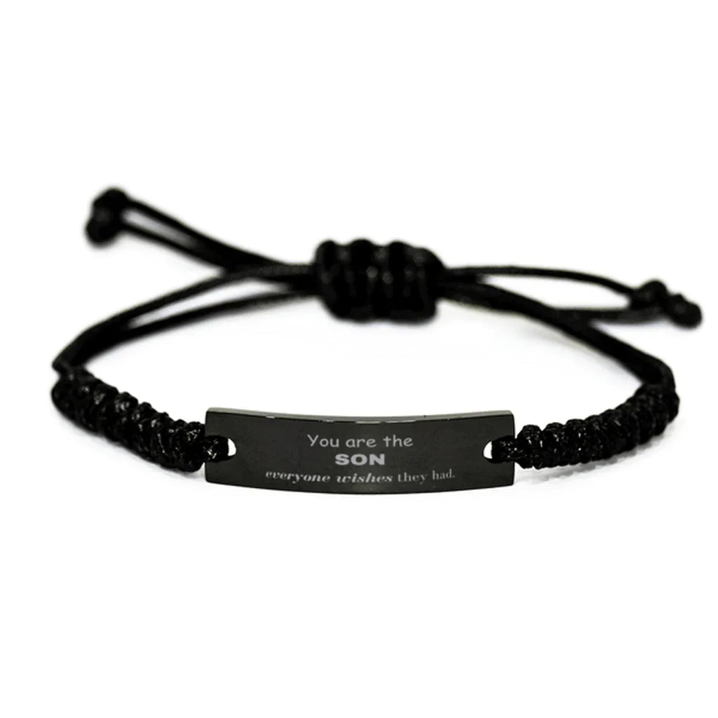 Son Black Rope Bracelet, Everyone wishes they had, Inspirational Bracelet For Son, Son Gifts, Birthday Christmas Unique Gifts For Son