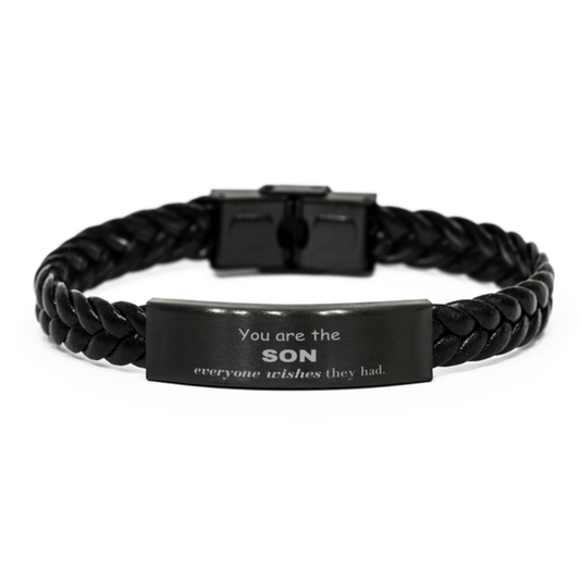 Son Braided Leather Bracelet, Everyone wishes they had, Inspirational Bracelet For Son, Son Gifts, Birthday Christmas Unique Gifts For Son - Mallard Moon Gift Shop