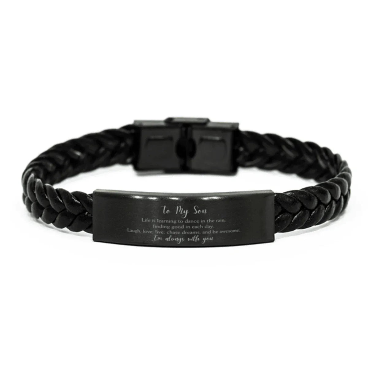Son Christmas Braided Leather Bracelet Life is Learning to Dance in the Rain - Birthday, Christmas Holiday Gifts