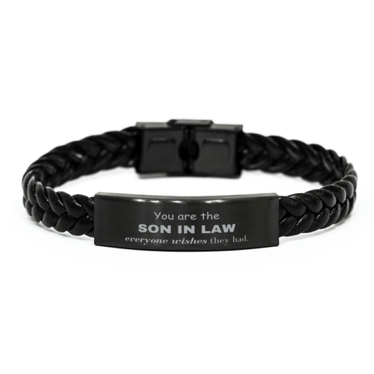 Son In Law Braided Leather Bracelet, Everyone wishes they had, Inspirational Bracelet For Son In Law, Son In Law Gifts, Birthday Christmas Unique Gifts For Son In Law - Mallard Moon Gift Shop