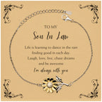 Son In Law Sunflower Bracelet - Life is Learning to Dance in the Rain Birthday, Christmas Holiday Gifts