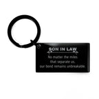 Son In Law Long Distance Relationship Gifts, No matter the miles that separate us, Cute Love Keychain For Son In Law, Birthday Christmas Unique Gifts For Son In Law