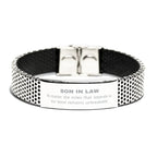 Son In Law Long Distance Relationship Gifts, No matter the miles that separate us, Cute Love Stainless Steel Bracelet For Son In Law, Birthday Christmas Unique Gifts For Son In Law