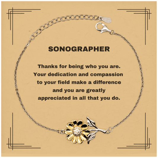 SonographerSunflower Bracelet - Thanks for being who you are - Birthday Christmas Jewelry Gifts Coworkers Colleague Boss - Mallard Moon Gift Shop