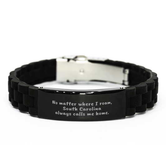 South Carolina Always Calls Me Home Gifts, Amazing South Carolina Birthday, Christmas Black Glidelock Clasp Bracelet For People from South Carolina, Men, Women, Friends - Mallard Moon Gift Shop