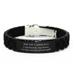 South Carolina is my home Gifts, Lovely South Carolina Birthday Christmas Black Glidelock Clasp Bracelet For People from South Carolina, Men, Women, Friends