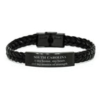 South Carolina is my home Gifts, Lovely South Carolina Birthday Christmas Braided Leather Bracelet For People from South Carolina, Men, Women, Friends