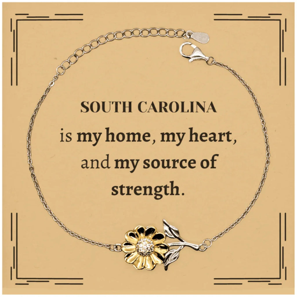 South Carolina is my home Gifts, Lovely South Carolina Birthday Christmas Sunflower Bracelet For People from South Carolina, Men, Women, Friends