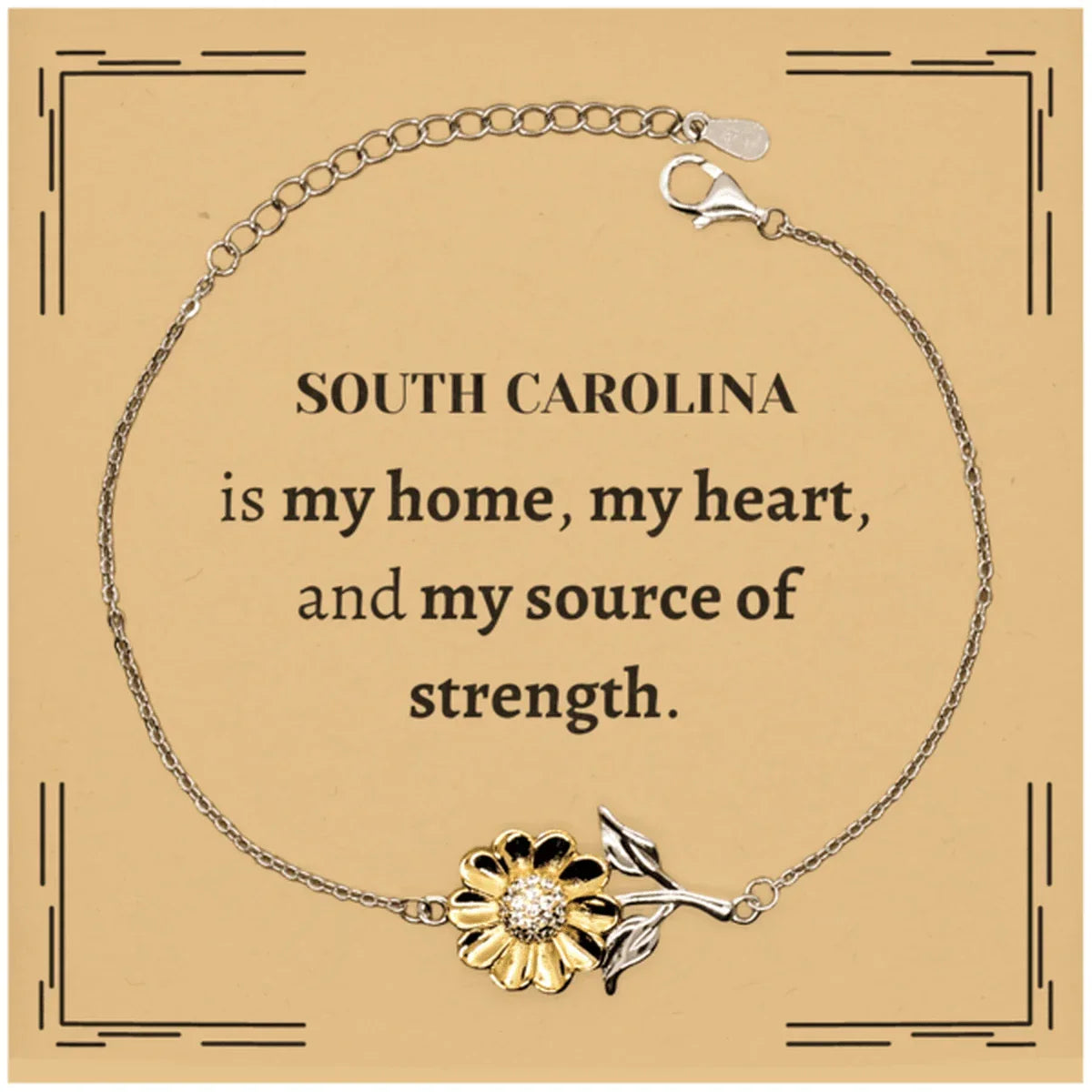 South Carolina is my home Gifts, Lovely South Carolina Birthday Christmas Sunflower Bracelet For People from South Carolina, Men, Women, Friends