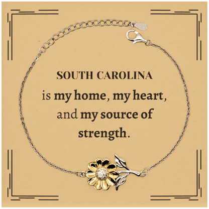 South Carolina is my home Gifts, Lovely South Carolina Birthday Christmas Sunflower Bracelet For People from South Carolina, Men, Women, Friends - Mallard Moon Gift Shop