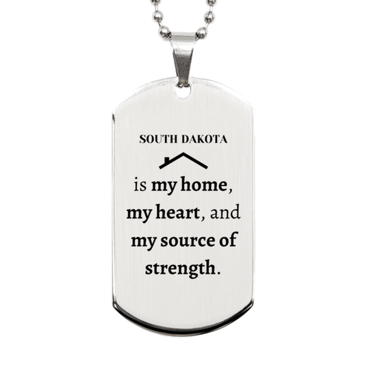South Dakota is my home Gifts, Lovely South Dakota Birthday Christmas Silver Dog Tag For People from South Dakota, Men, Women, Friends - Mallard Moon Gift Shop