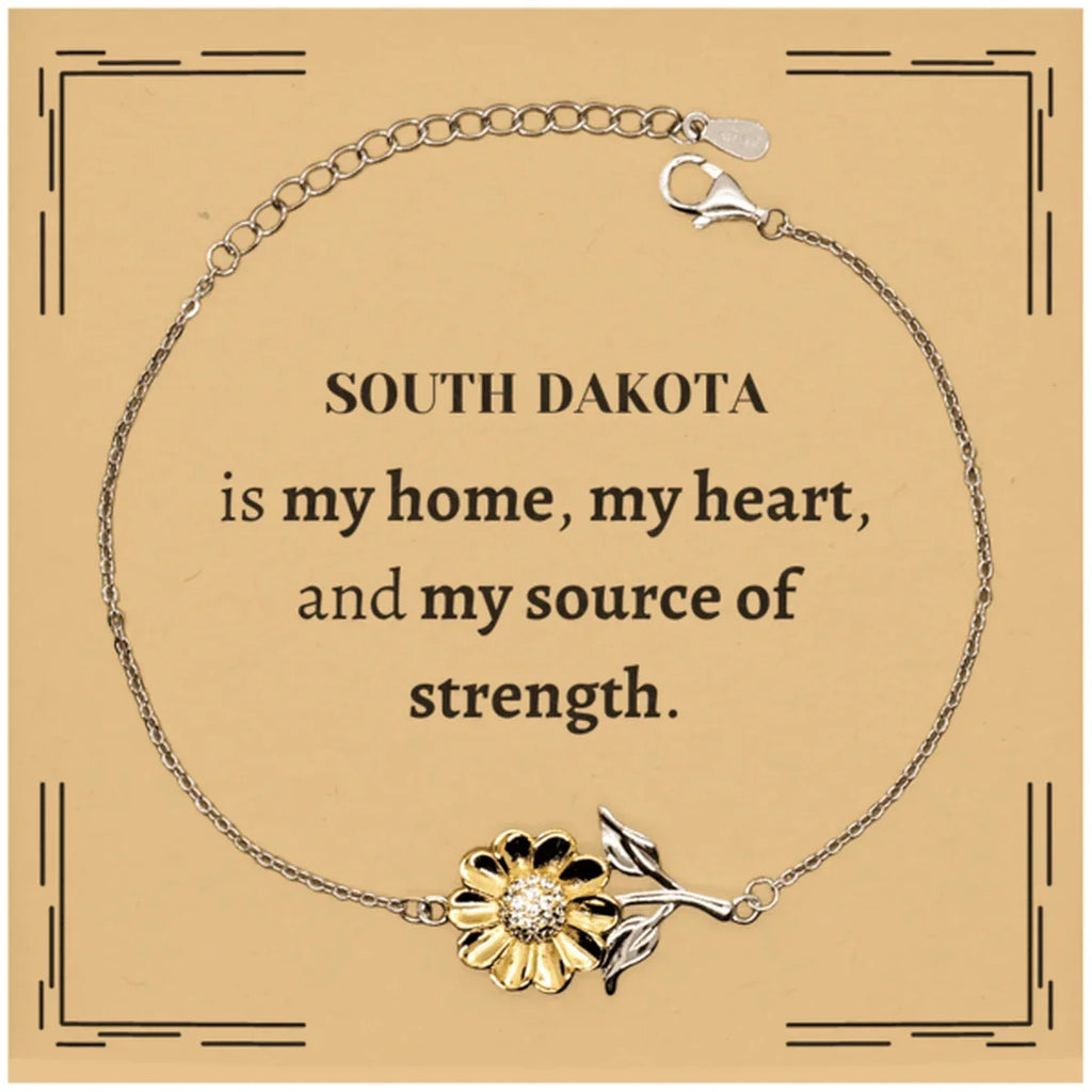 South Dakota is my home Gifts, Lovely South Dakota Birthday Christmas Sunflower Bracelet For People from South Dakota, Men, Women, Friends