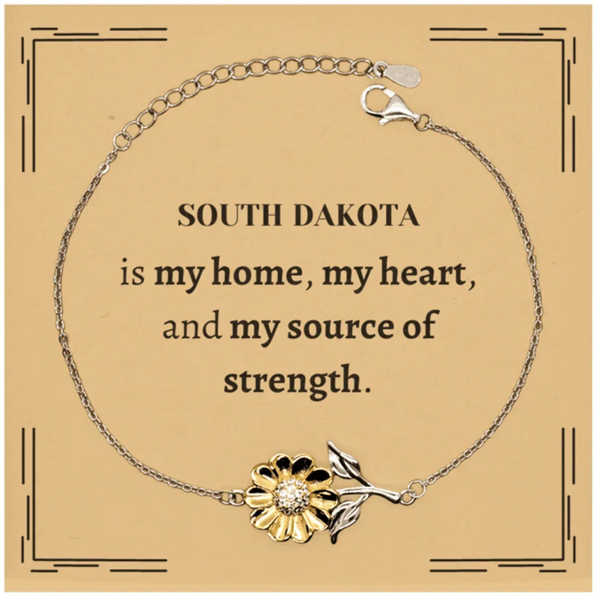 South Dakota is my home Gifts, Lovely South Dakota Birthday Christmas Sunflower Bracelet For People from South Dakota, Men, Women, Friends