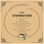 Stepbrother Gifts, To My Stepbrother Remember, you will never lose. You will either WIN or LEARN, Keepsake Sunflower Bracelet For Stepbrother Card, Birthday Christmas Gifts Ideas For Stepbrother X-mas Gifts