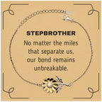 Stepbrother Long Distance Relationship Gifts, No matter the miles that separate us, Cute Love Sunflower Bracelet For Stepbrother, Birthday Christmas Unique Gifts For Stepbrother
