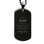 Stepdad Black Dog Tag Necklace Christmas Birthday Gifts Life is learning to dance in the rain