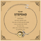 Stepdad Gifts, To My Stepdad Remember, you will never lose. You will either WIN or LEARN, Keepsake Sunflower Bracelet For Stepdad Card, Birthday Christmas Gifts Ideas For Stepdad X-mas Gifts