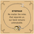 Stepdad Long Distance Relationship Gifts, No matter the miles that separate us, Cute Love Sunflower Bracelet For Stepdad, Birthday Christmas Unique Gifts For Stepdad