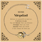 Stepdad Sunflower Bracelet Gifts, To My Stepdad You are braver than you believe, stronger than you seem, Inspirational Gifts For Stepdad Card, Birthday, Christmas Gifts For Stepdad Men Women