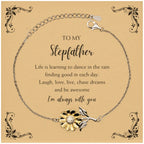 Stepfather Sunflower Bracelet - Life is Learning to Dance in the Rain Birthday, Christmas Holiday Gifts
