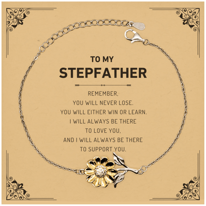 Stepfather Gifts, To My Stepfather Remember, you will never lose. You will either WIN or LEARN, Keepsake Sunflower Bracelet For Stepfather Card, Birthday Christmas Gifts Ideas For Stepfather X-mas Gifts - Mallard Moon Gift Shop