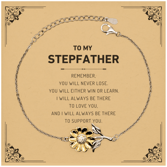 Stepfather Gifts, To My Stepfather Remember, you will never lose. You will either WIN or LEARN, Keepsake Sunflower Bracelet For Stepfather Card, Birthday Christmas Gifts Ideas For Stepfather X-mas Gifts - Mallard Moon Gift Shop