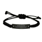Stepfather Long Distance Relationship Gifts, No matter the miles that separate us, Cute Love Black Rope Bracelet For Stepfather, Birthday Christmas Unique Gifts For Stepfather