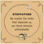 Stepfather Long Distance Relationship Gifts, No matter the miles that separate us, Cute Love Sunflower Bracelet For Stepfather, Birthday Christmas Unique Gifts For Stepfather
