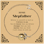 Stepfather Sunflower Bracelet Gifts, To My Stepfather You are braver than you believe, stronger than you seem, Inspirational Gifts For Stepfather Card, Birthday, Christmas Gifts For Stepfather Men Women