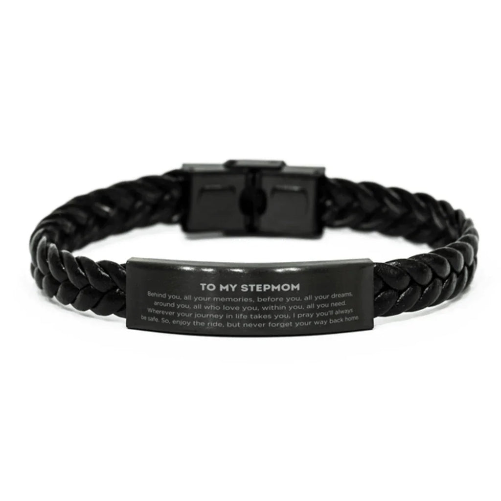 Stepmom Braided Leather Bracelet Birthday Christmas Unique Gifts Behind you, all your memories, before you, all your dreams