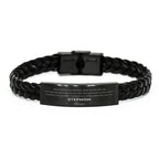 Stepmom Braided Leather Engraved Bracelet - Always Follow your Dreams - Birthday, Christmas Holiday Jewelry Gift