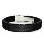 Stepmom Christmas Perfect Gifts, Stepmom Black Glidelock Clasp Bracelet, Motivational Stepmom Engraved Gifts, Birthday Gifts For Stepmom, To My Stepmom Life is learning to dance in the rain,.