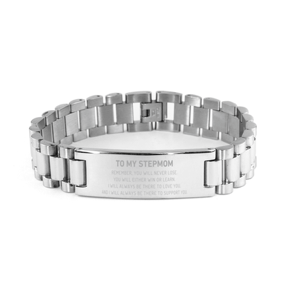 Stepmom Gifts, To My Stepmom Remember, you will never lose. You will either WIN or LEARN, Keepsake Ladder Stainless Steel Bracelet For Stepmom Engraved, Birthday Christmas Gifts Ideas For Stepmom X-mas Gifts - Mallard Moon Gift Shop
