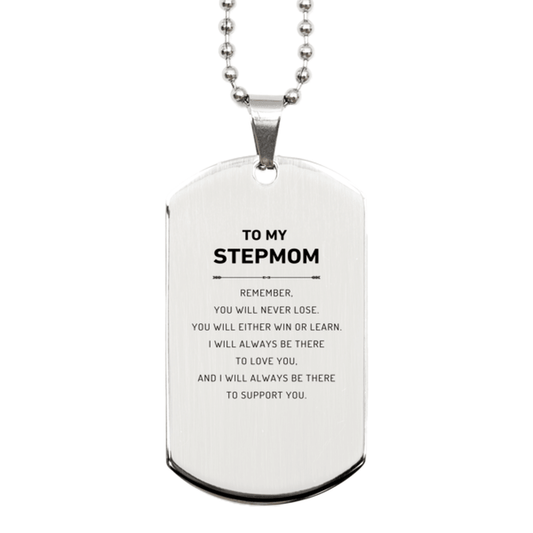 Stepmom Gifts, To My Stepmom Remember, you will never lose. You will either WIN or LEARN, Keepsake Silver Dog Tag For Stepmom Engraved, Birthday Christmas Gifts Ideas For Stepmom X-mas Gifts - Mallard Moon Gift Shop