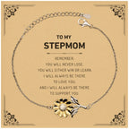 Stepmom Gifts, To My Stepmom Remember, you will never lose. You will either WIN or LEARN, Keepsake Sunflower Bracelet For Stepmom Card, Birthday Christmas Gifts Ideas For Stepmom X-mas Gifts