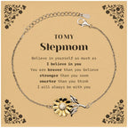Stepmom Sunflower Bracelet Gifts, To My Stepmom You are braver than you believe, stronger than you seem, Inspirational Gifts For Stepmom Card, Birthday, Christmas Gifts For Stepmom Men Women