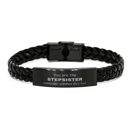 Stepsister Braided Leather Bracelet, Everyone wishes they had, Inspirational Bracelet For Stepsister, Stepsister Gifts, Birthday Christmas Unique Gifts For Stepsister - Mallard Moon Gift Shop